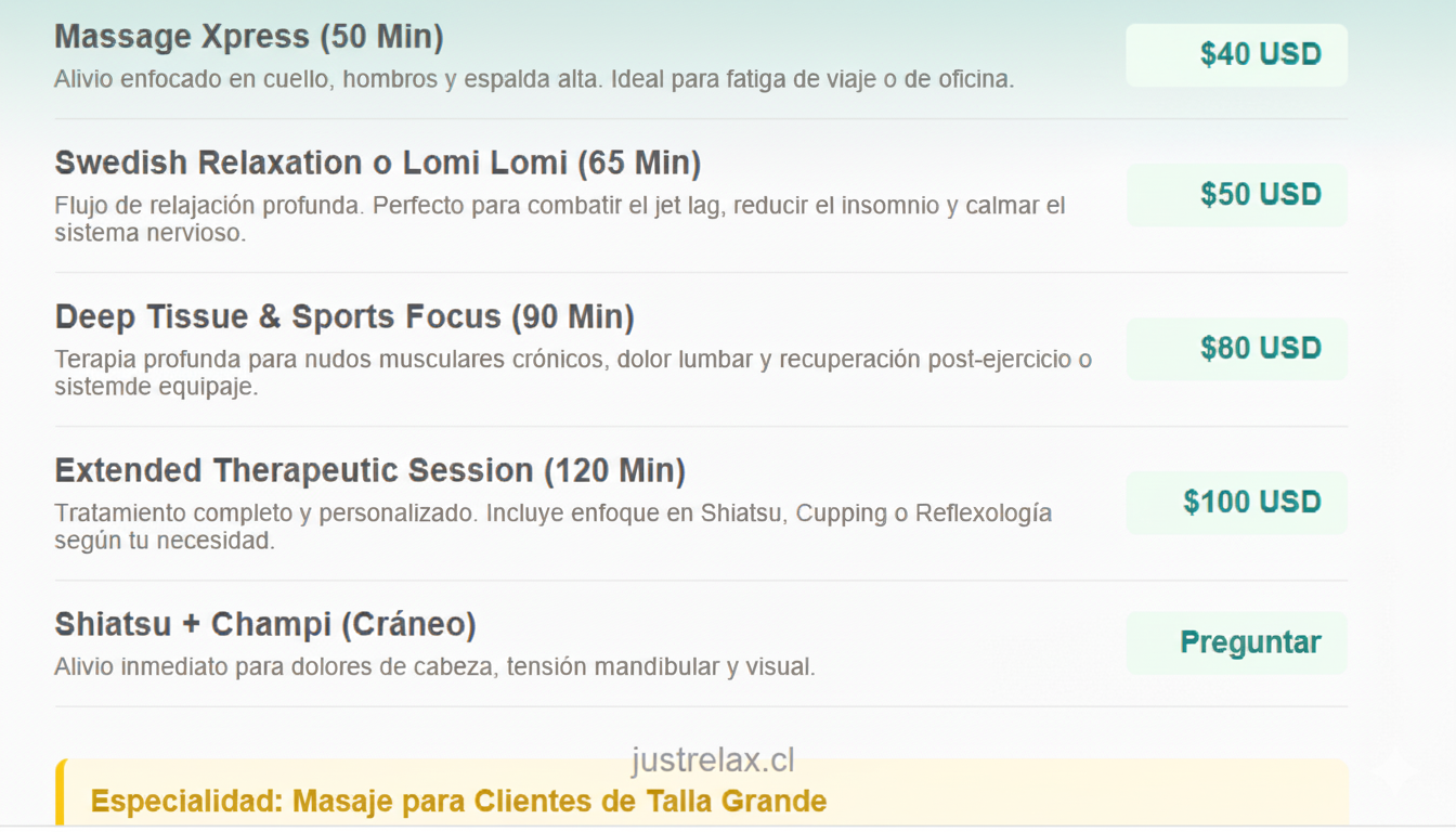 menu massage- Providencia -html